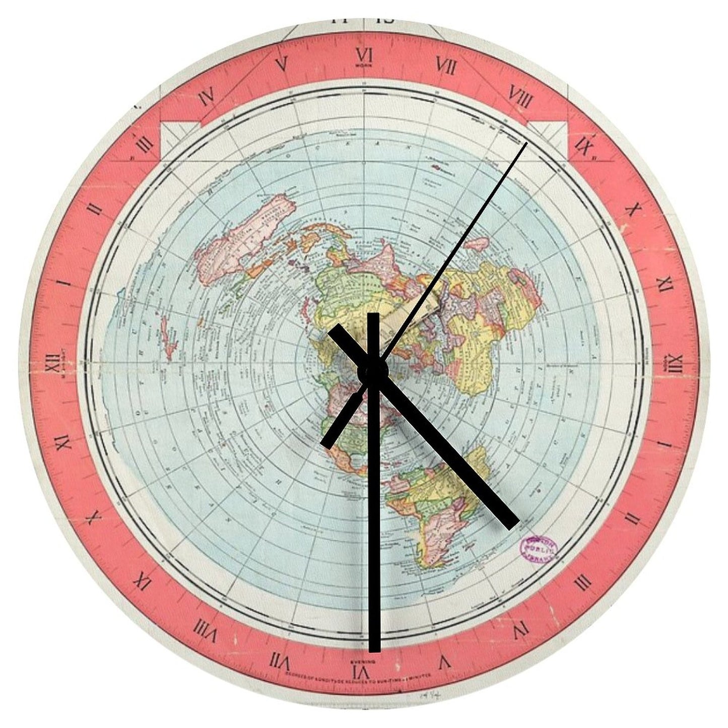 Flat Earth - Gleason's Map Wall Clock
