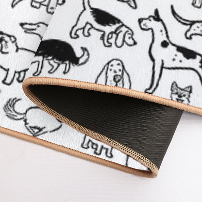 Black And White Dogs Pattern Bath Mat