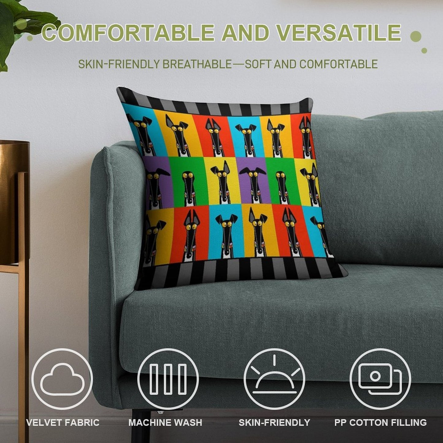 Greyhound Semaphore with Border Soft Home Decor Throw Pillow