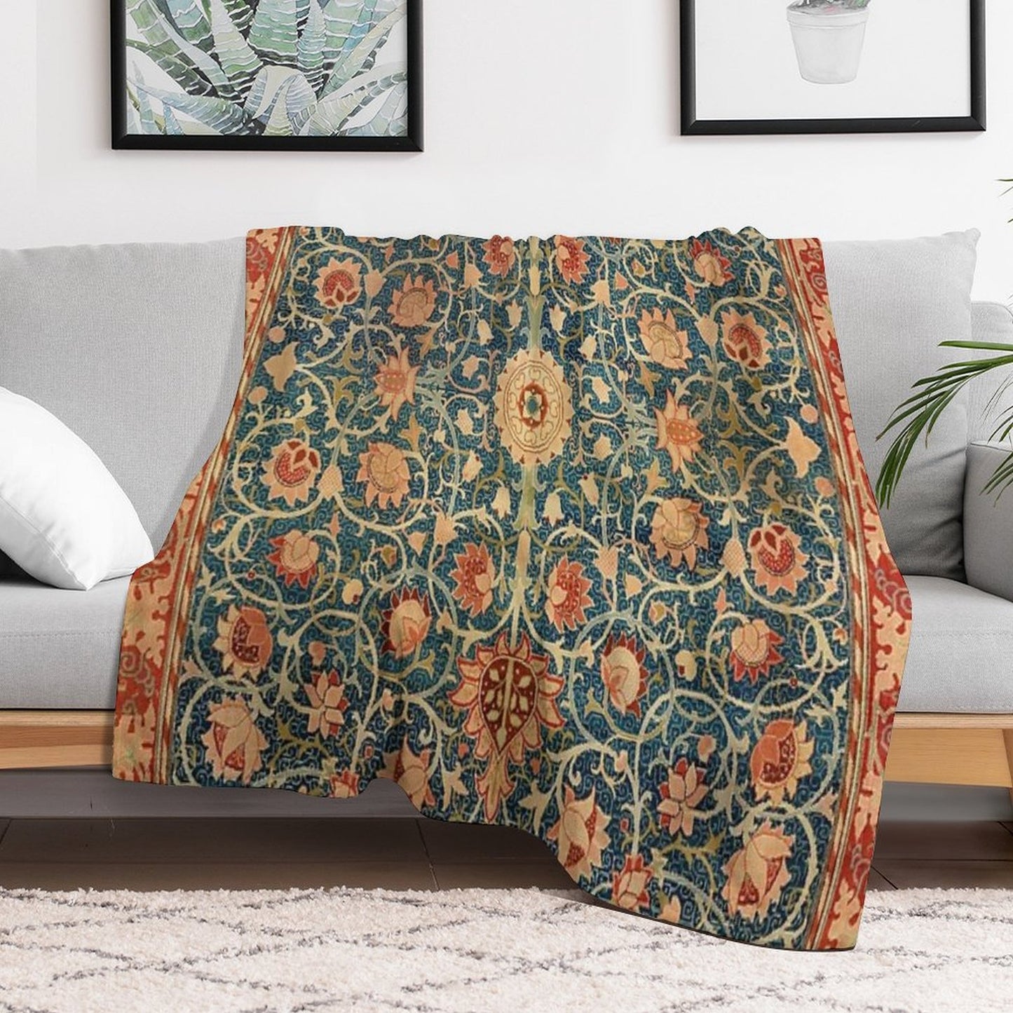 Holland Park William Morris Carpet Print Throw Blanket