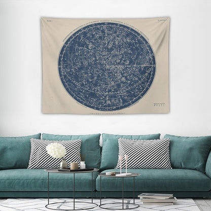Constellations of The Northern Hemisphere Vintage Azure Blue Tapestry