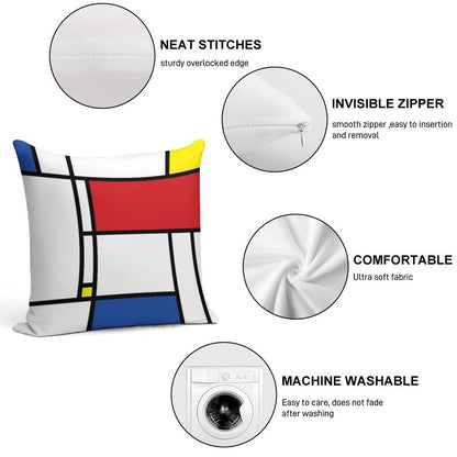 Mondrian Minimalist De Stijl Modern Art © Fatfatin Soft Easy Maintenance Throw Pillow