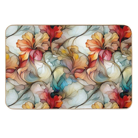 Elegant Floral Glass Effect Seamless Pattern Fire And Ice  Versatile Bath Mat