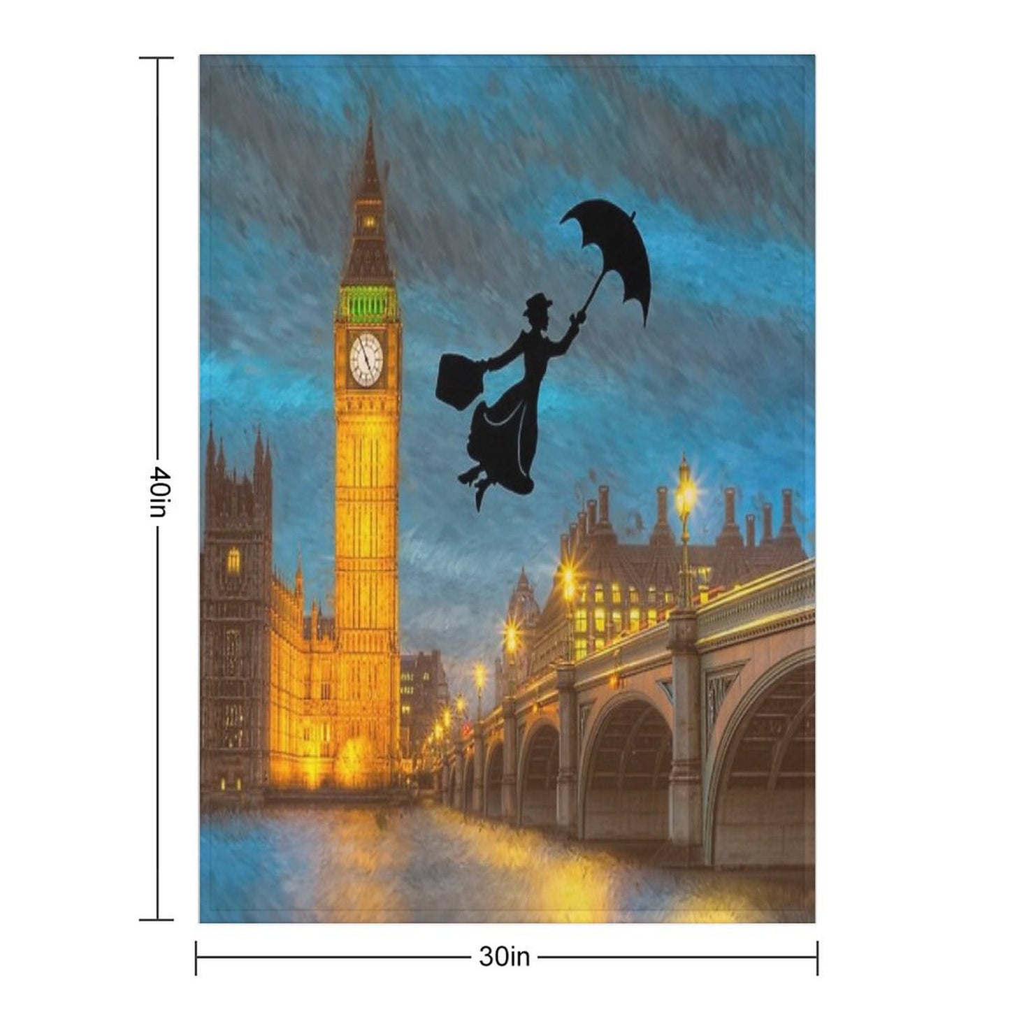 Magical Nanny Over London Throw Blanket