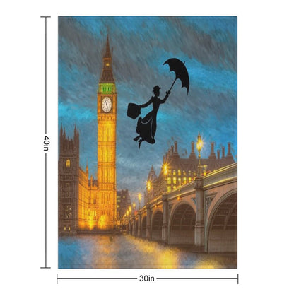 Magical Nanny Over London Throw Blanket