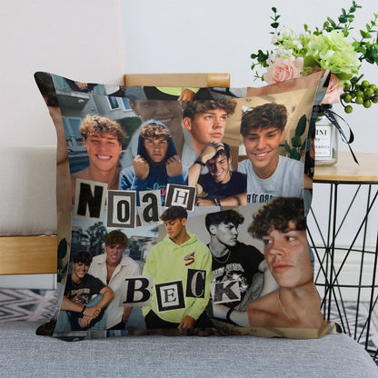 Noah Beck Collage Linen Throw Pillow Cover