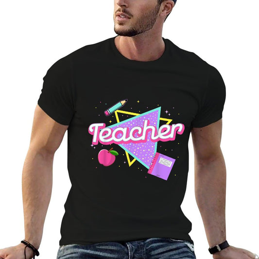 Cute Teacher Shirt 80&#39;s 90&#39;s Style Retro Old School Teacher T-Shirt