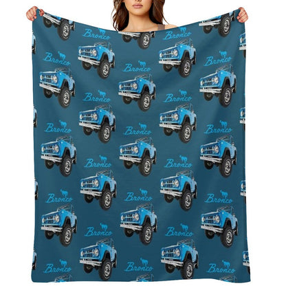 Blue Bronco Retro Bronco Throw Blanket