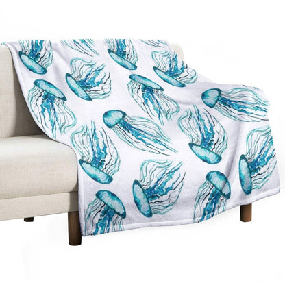 Watercolor Jellyfish Throw Blanket