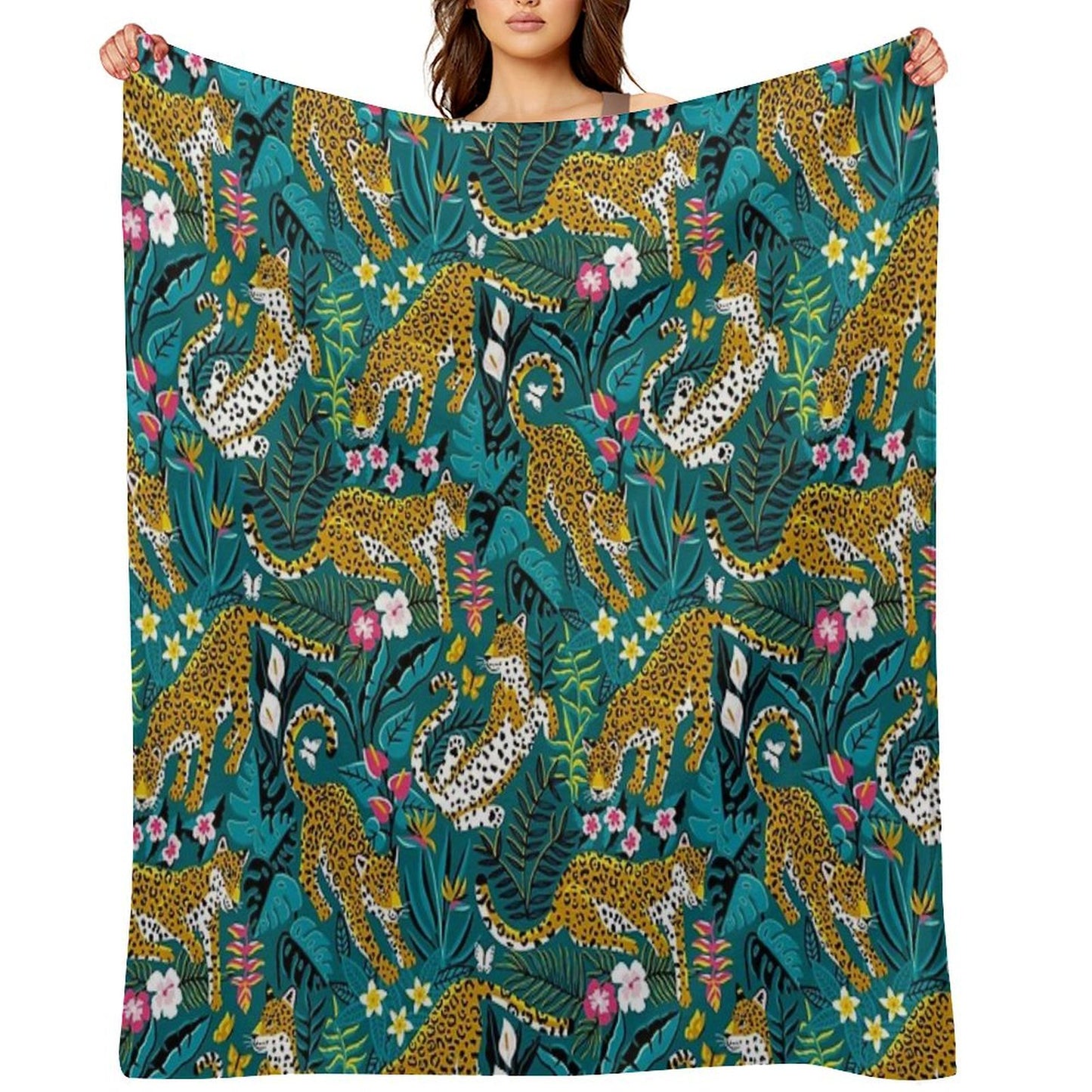 Dancing Jaguar Jungle Throw Blanket