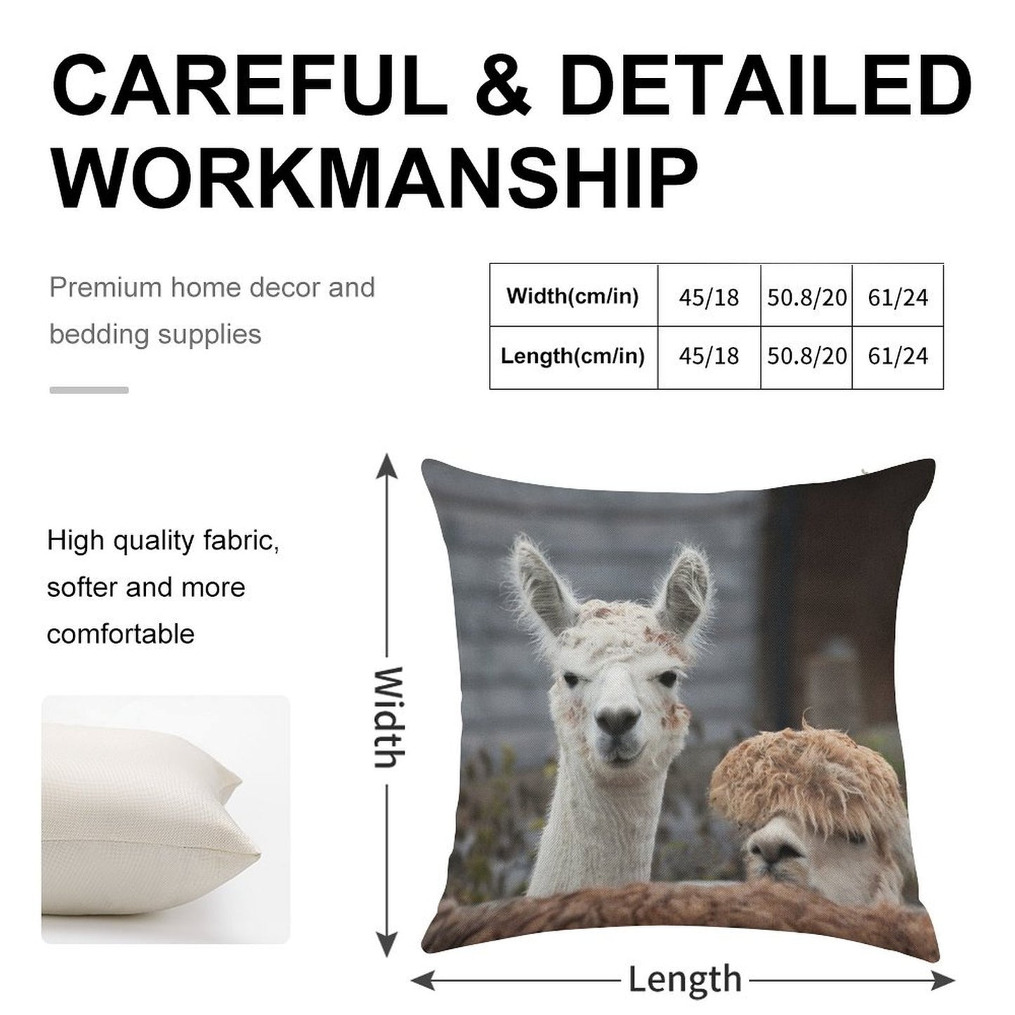 Curious Alpacas Cute Animals Linen Throw Pillow Cover