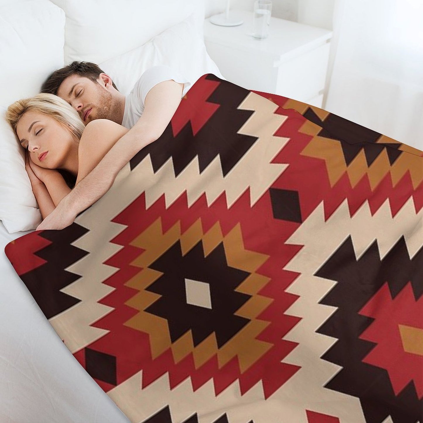 Navajo Red And Mustard Throw Blanket