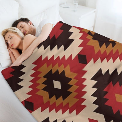 Navajo Red And Mustard Throw Blanket