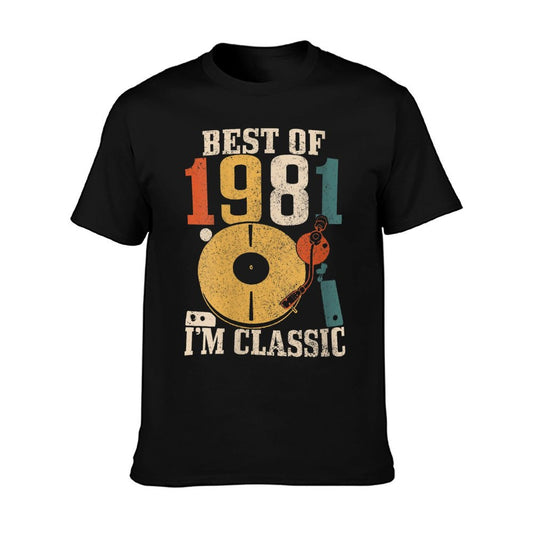 Womens Best Of 1981 I&#39;m Classic 40th Birthday Gift Vintage Vinyl DJ  Moisture-wicking T-Shirt