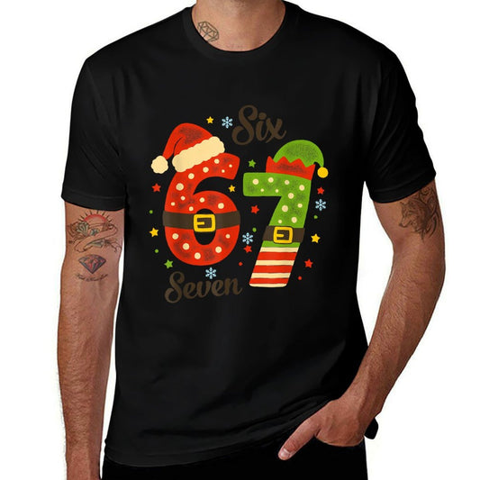 Funny 67 Christmas Kids Adults Santa Elf Meme Six Seven  Slim-fit Cut T-Shirt