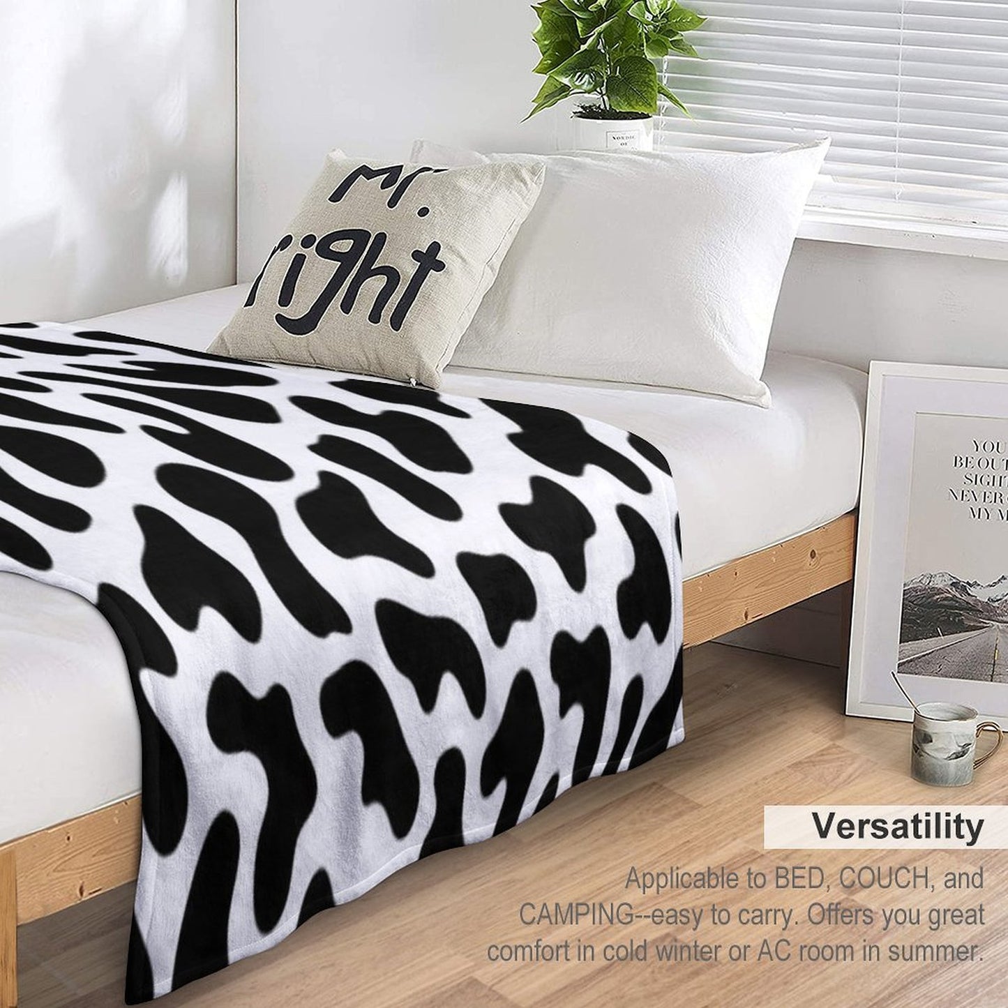 Black Leopard Print Throw Blanket