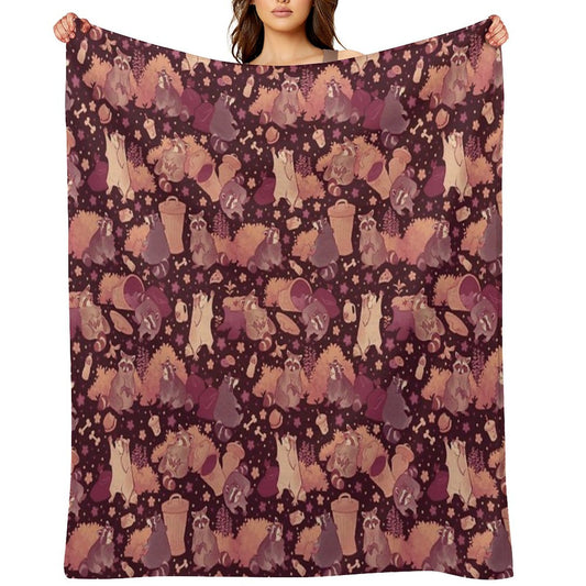 Raccoons Nighttime Pillage Throw Blanket