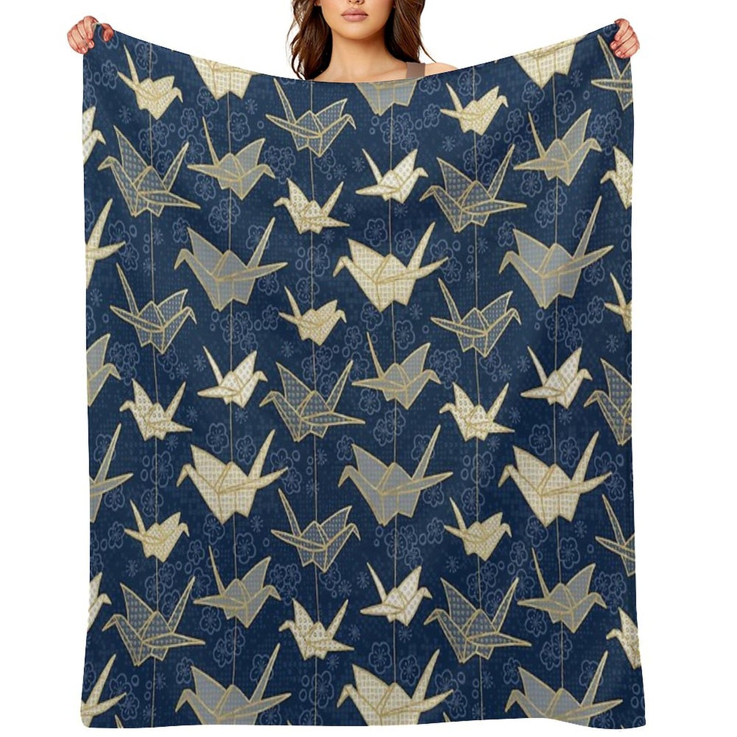 Sadako's Good Luck Cranes Throw Blanket
