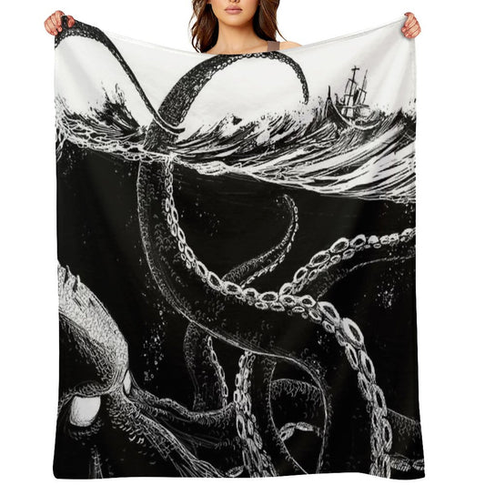 Kraken Rules The Sea Throw Blanket