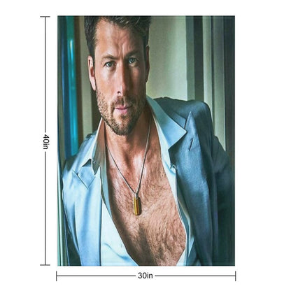Glen Powell Handsome Throw Blanket