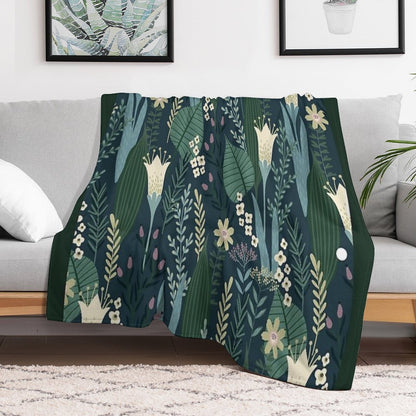 Wonderful Mid-Century Style Evening Lily And Wildflower Pattern Throw Blanket