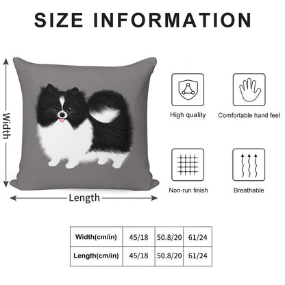 Black And White Parti Pomeranian  Cute Black And White Fluffy Dog Soft Luxury Feel Throw Pillow