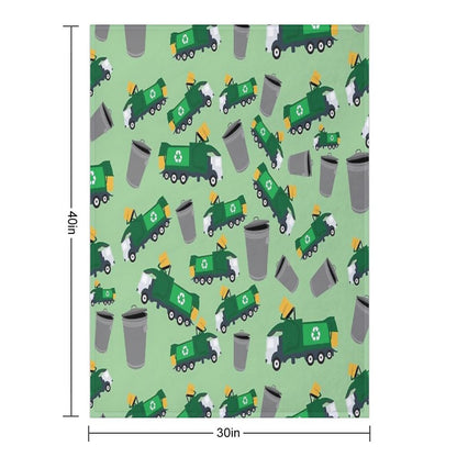 Recycling Garbage Truck Pattern Throw Blanket