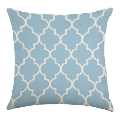 Moroccan Quatrefoil, Light Blue And White Linen Throw Pillow Cover