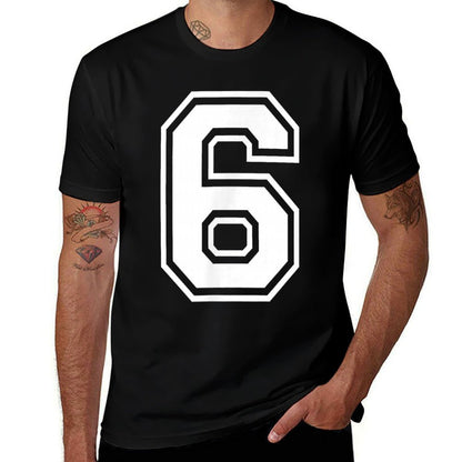6 Number Six Team Sports Graphic Design Matching Varsity  Ribbed Collar T-Shirt