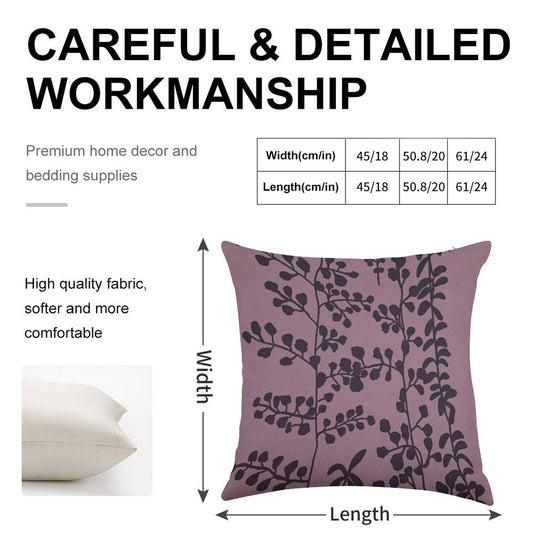 Bella’s Purple Bed Spread Print Linen Throw Pillow Cover
