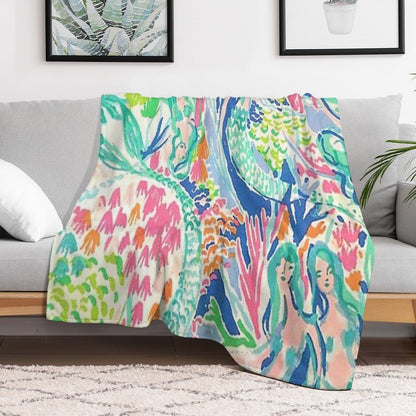FIVE MERMAIDS Throw Blanket