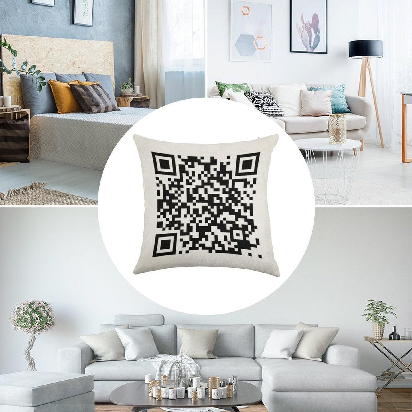 QrCode Rick Astley - Never Gonna Give You Up Linen Throw Pillow Cover