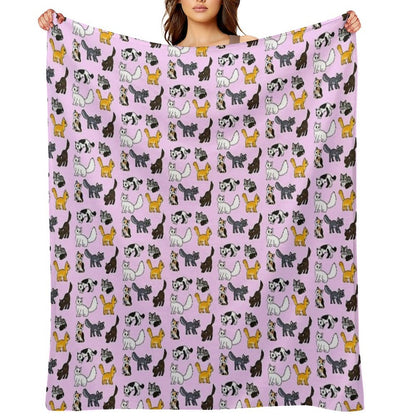 Cuddly Kitties Pink Throw Blanket
