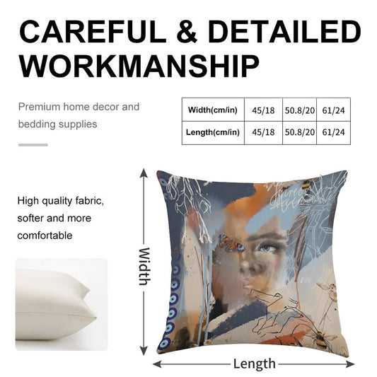Wings of Psyche Linen Throw Pillow Cover