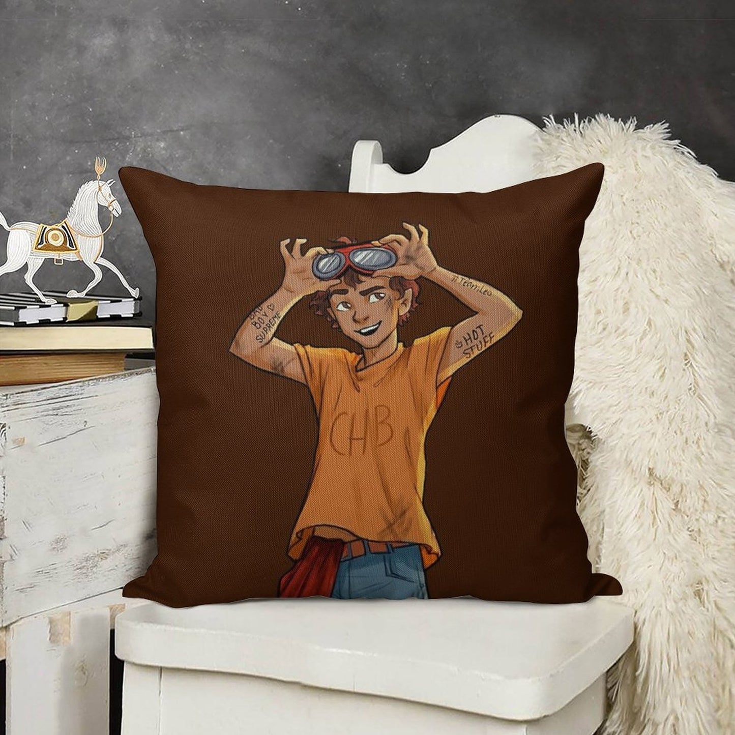 Leo Valdez Linen Throw Pillow Cover