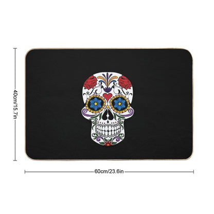 Halloween Skull Floral Rose Bath Mat