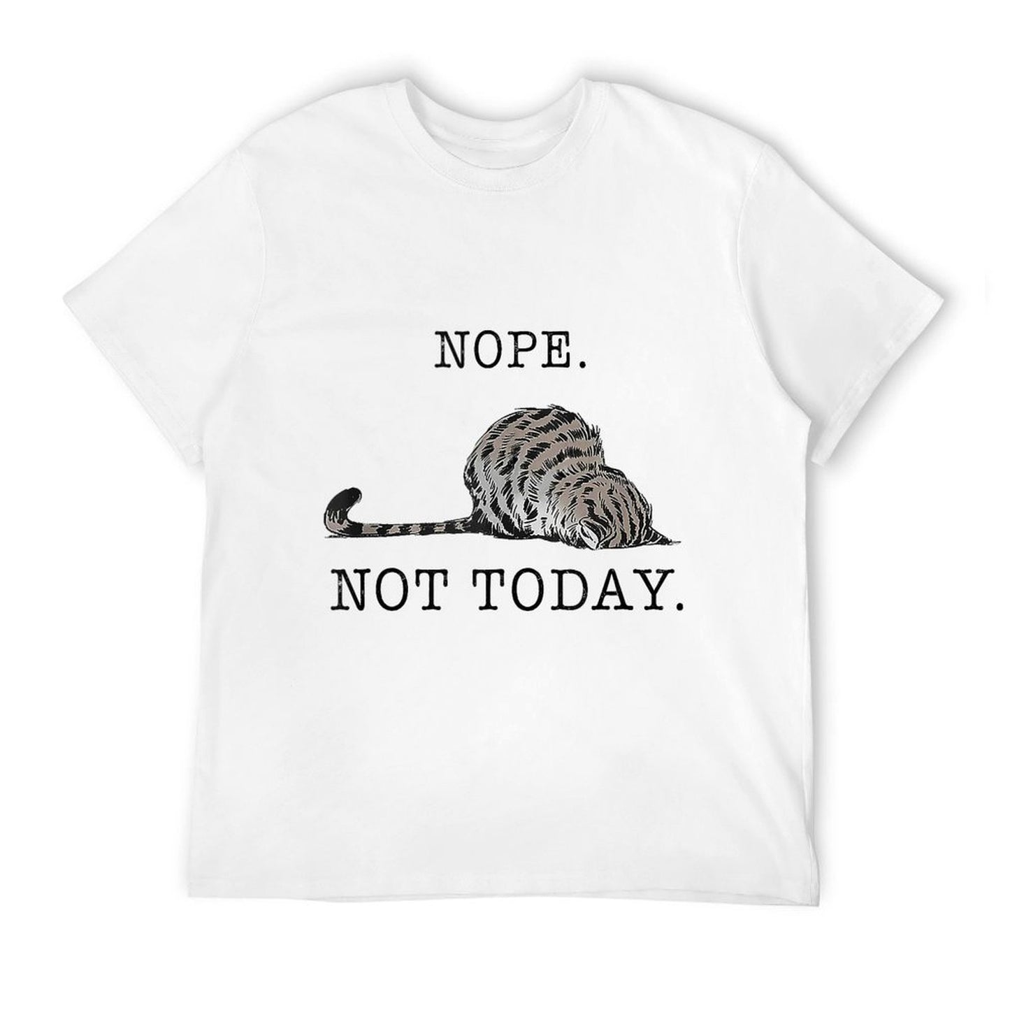 Nope Not Today Cat  Ribbed Collar T-Shirt