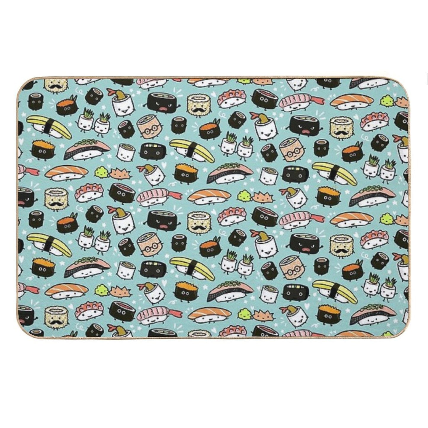 Cute Sushi Pattern  Kawaii Sushi Characters Bath Mat