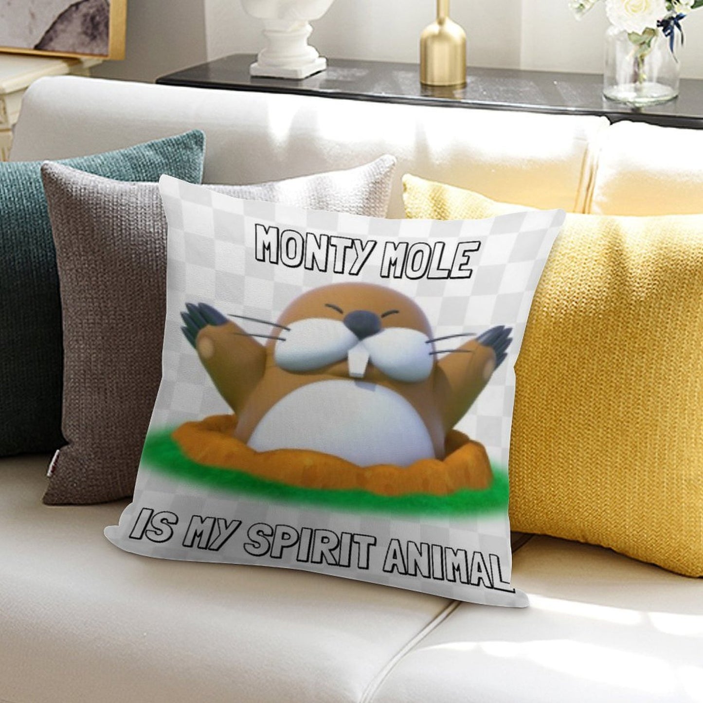 Monty Mole Is My Spirit Animal Soft Bedroom Essential Throw Pillow