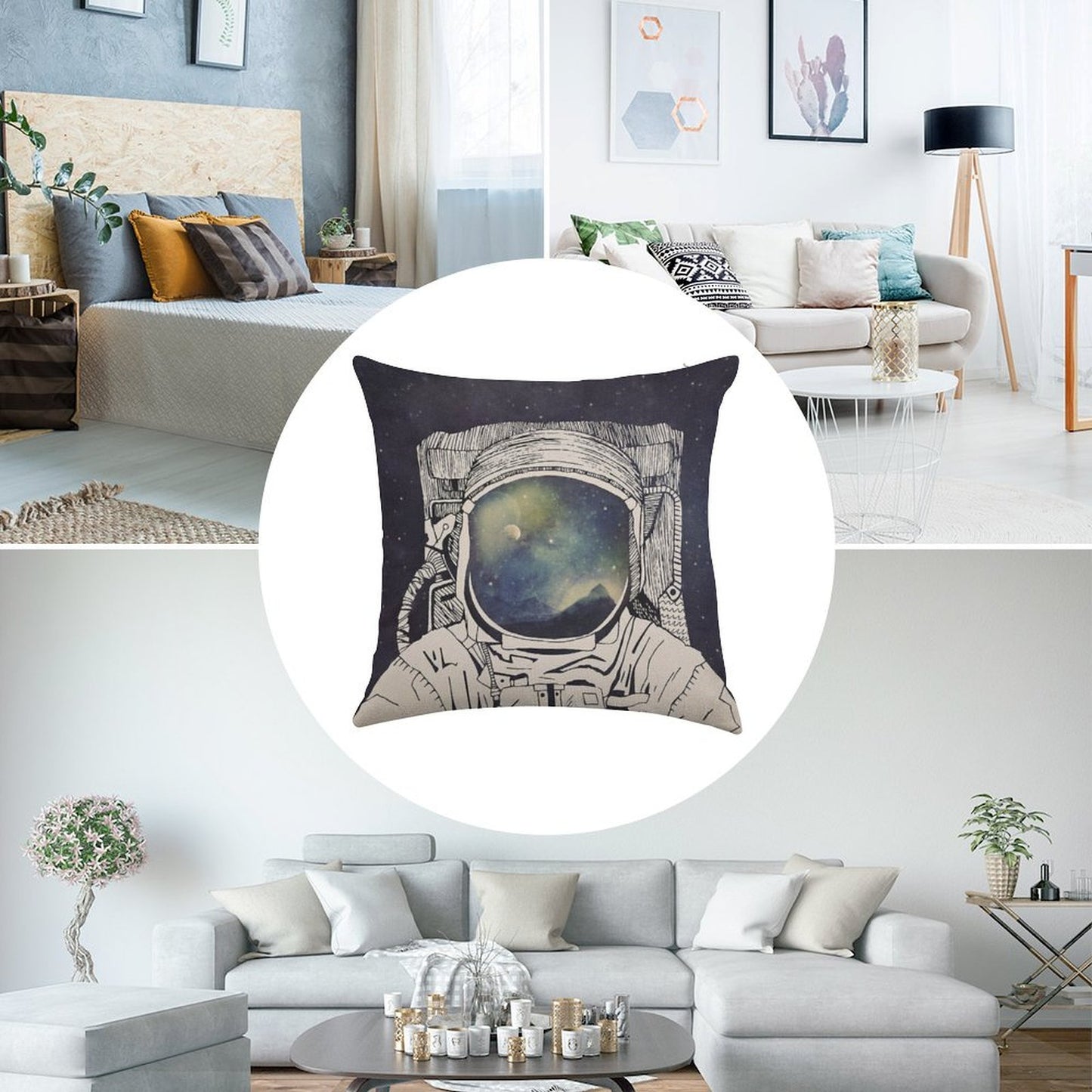 Dreaming Of Space Linen Throw Pillow Cover