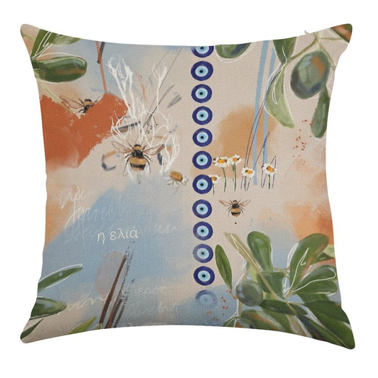 The Olive Tree Linen Throw Pillow Cover
