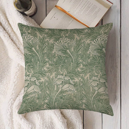 William Morris Vintage Green Tulip Floral Pattern Linen Throw Pillow Cover