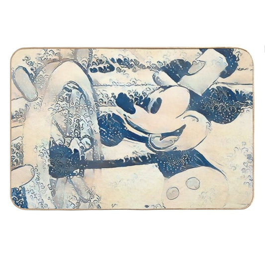Steamboat Mickey in The Style of 'The Great Wave' Bath Mat