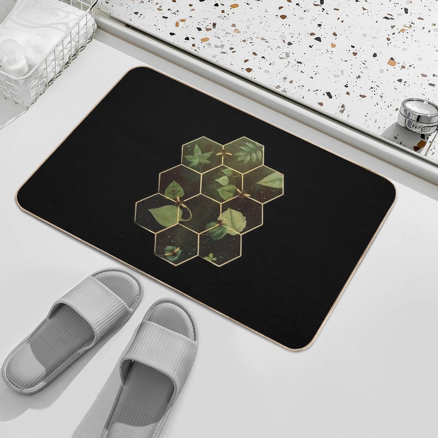 Bees in Space  Easy Maintenance Bath Mat