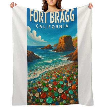 Pacific Waves at Glass Beach, Fort Bragg California Throw Blanket