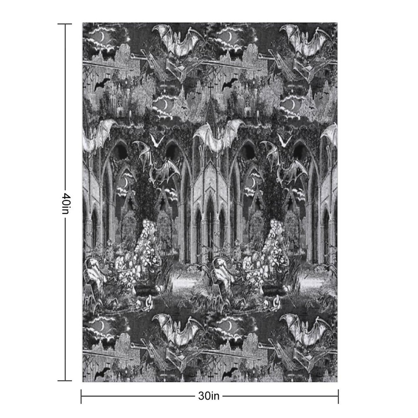 Dark Gothic Vampires Crypt Graves Bats Skulls Pattern by Moose Disco Throw Blanket