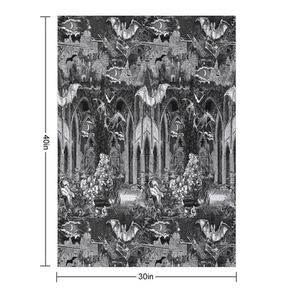 Dark Gothic Vampires Crypt Graves Bats Skulls Pattern by Moose Disco Throw Blanket