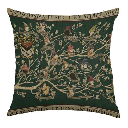 Noble House of Black Family Tree Linen Throw Pillow Cover