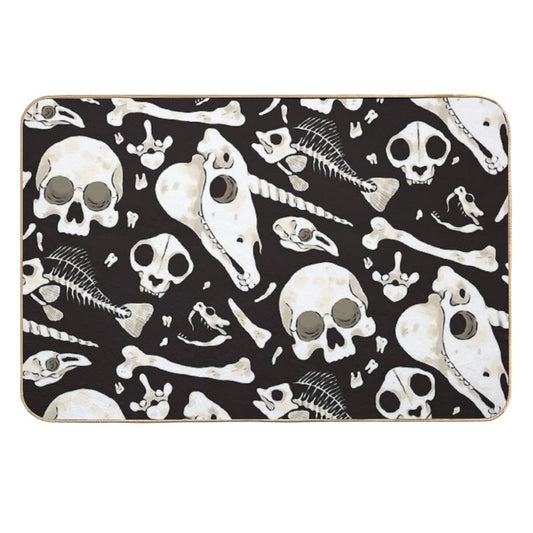 Black Skulls And Bones - Wunderkammer Durable Bath Mat