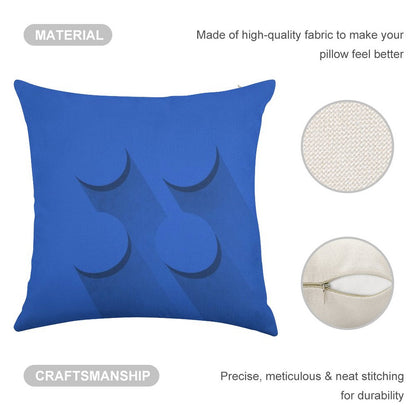 Blue Brick Linen Throw Pillow Cover
